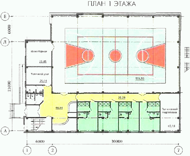 План спортзала чертеж